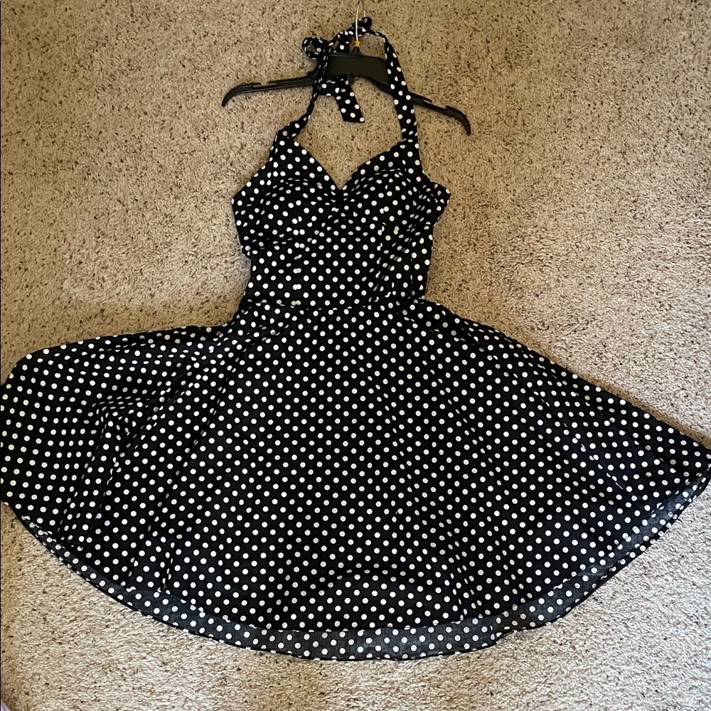 Maggie Tang Black and White Polka Dot circle skirt Dress with corset back